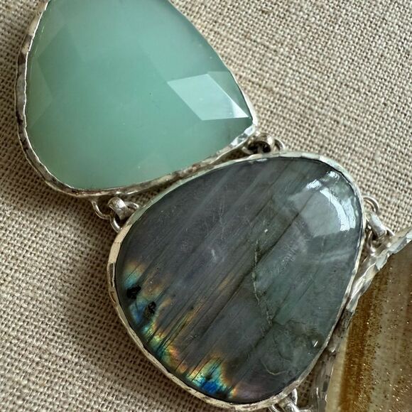 Stella &โDot Statement Necklace Semi-Precious Stones Bold Gem Design - Picture 12 of 17